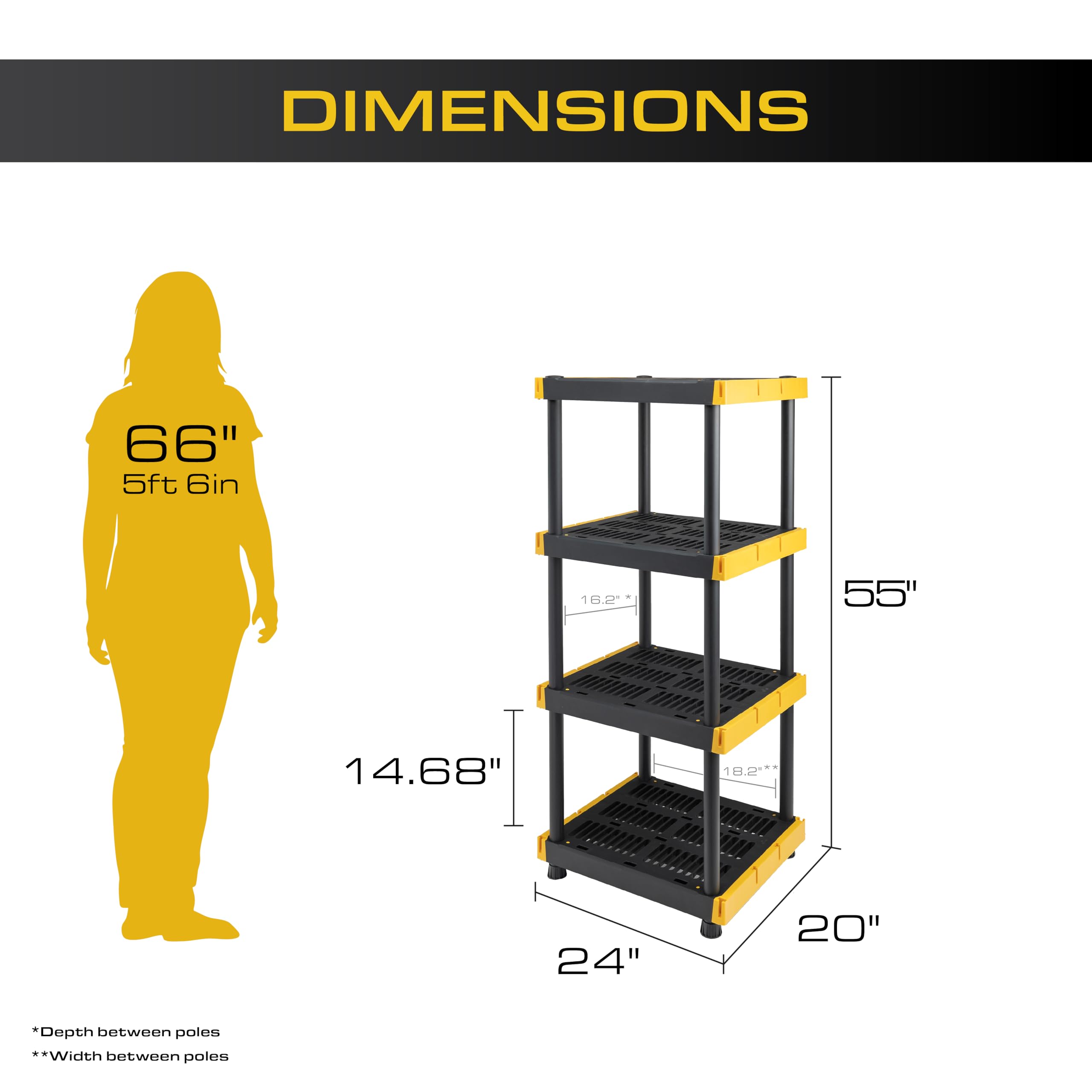 Amazon.com: BLACK & YELLOW 4-Tier Heavy Duty Plastic Storage